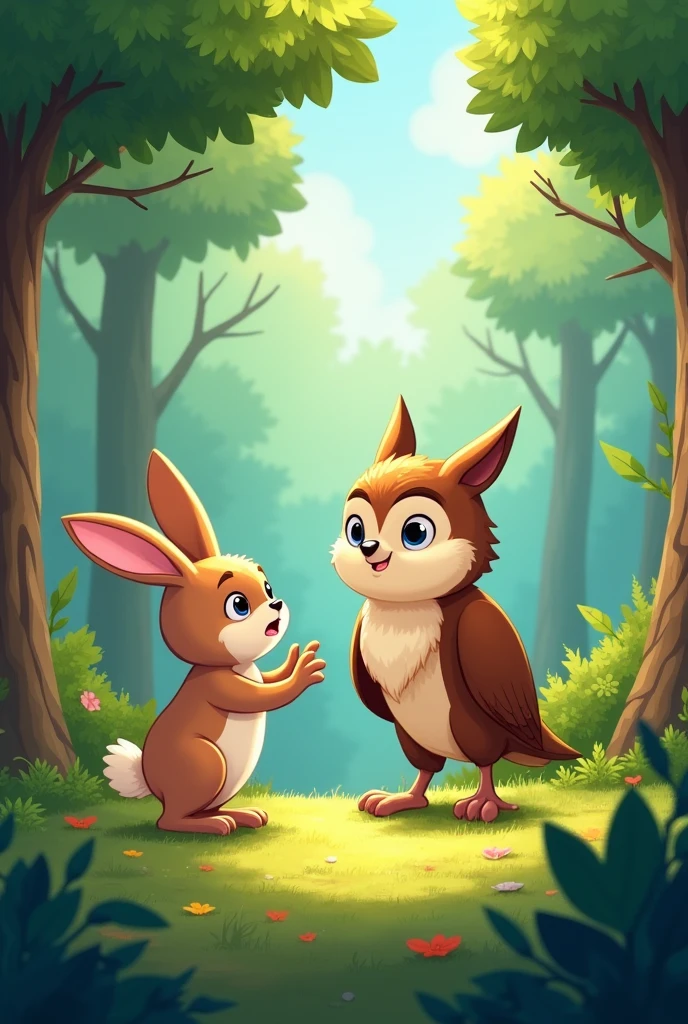 Meanwhile Benny the bunny came to ask for help from his animal friends in the forest. Benny screamed. : aid! aid! Bruno has fallen into a trap and can&#39;t get out. Without thinking twice, the animals of the forest came to his aid., Romulus the Owl stepped forward
