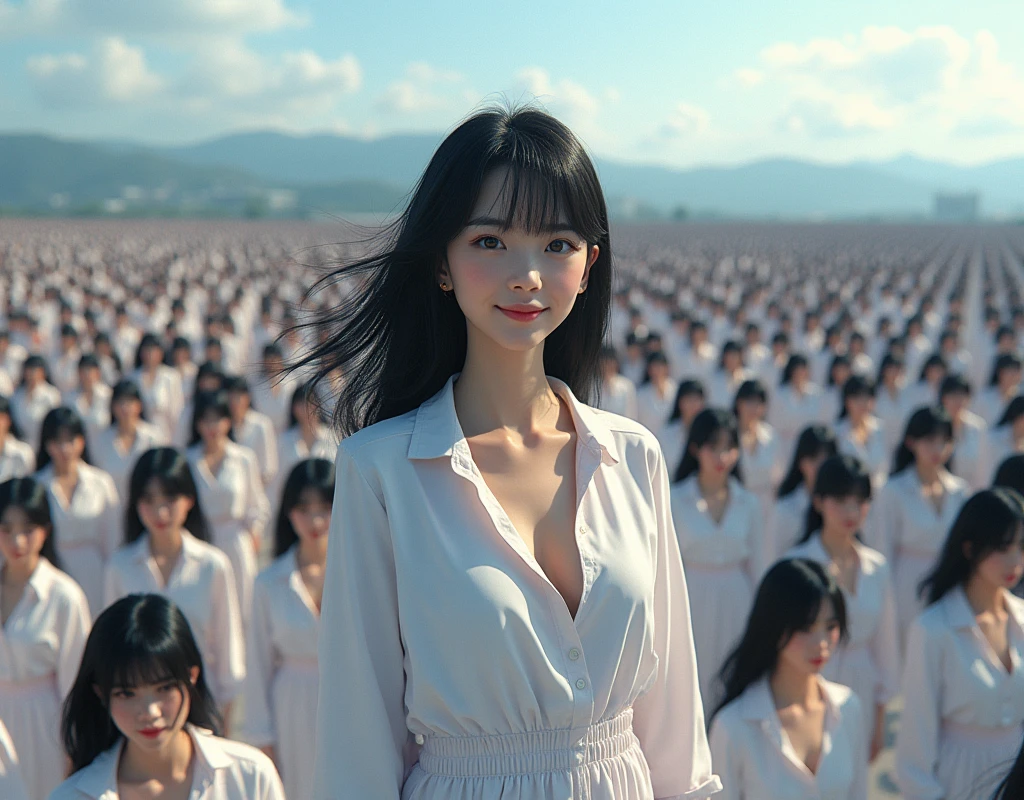 (((Japanese Clone girls=Myself))), (((best masterpiece Clone girls Raw Photography Art))), (16K, Highest quality, Ultra-high resolution, RAW Photos), (Unrealistic, Unparalleled, Different dimension, Improbable sight, (((A world of mass proliferation of myselves, Ultra-realistic)))), ((Japanese, woman, 18yo, saito-Asuka)), ((Small face, (Thick black hair, (Semi-long hair)))), (V-neck short-sleeve dress), (((((Very beautiful detailed girls, Accurate body structure, Very detailed完璧な超グラマーバストボディ, amazing super big tits, Big, voluptuous breasts, The cleavage is very plump and emphasized))))), (Dark Eyes, Mature face, Cute Smile, A gentle gaze), (((Very happy laughter))), (((((((((((Very detailed, (1girl→cloning→1,000,000,000,000,000,000,000,000girls))))))))))), ((((((((((Very detailed, Absolute precision, With the depiction of an alter ego, ((((((((The exact same female body, The exact same face, Exactly the same hairstyle, Perfect same clothes, Perfectly the same height, The same exact super big boobs))))))))))))))))))), ((((((((((Myself only)))))))))), ((((((((100,000,000,000,000,000,000,000,000,000,000,000,000,000,000Myself, Popular gravure idols)))))))), (((((Beautiful poses to raise the actress&#39;s consciousness, (Cleavage Emphasis), (Walk freely), (Very detailed, Myself and each other, hug, Back to Back, Myself big collection, Pleasant conversation, Happy conversation, Kiss Myself Everywhere, Touch each other&#39;s breasts), Free pose, (Sexual seduction)))))), (((((Unbelievably crowded, Close contact between transcendent selves, Countless Myselves, 360 degrees, completely surrounded))))), ((Bright and soft sunlight)), (((((wide top view, Very wide field of view, Very detailed, Detailed ultra-perspective depiction with clear depth))))), (((Ultra-high-definition poster-like depiction))), (((((Flat and gently undulating terrain, Slope, The countless &quot;myselves&quot; filling up the cities, towns and hills continue to grow infinitely, reaching beyond the horizon))))), Focus on the center of the group