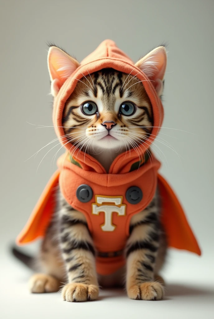 Cute cat wearing a costume、whole body front Real