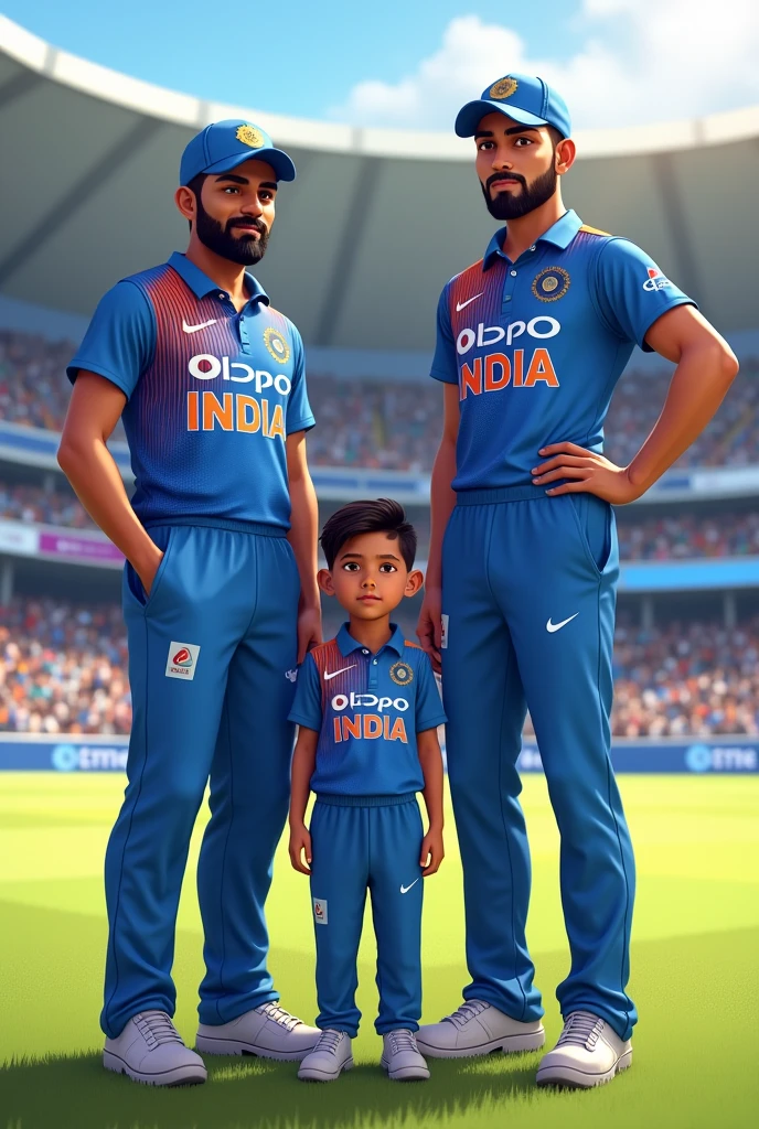 Boy raghava named jersey number 42 shakanding with indian cricketer Shikhar Dhawan named jersey number 42 3d 

