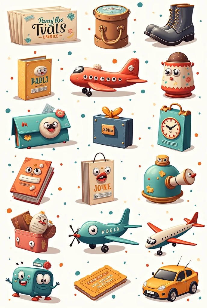 logo,card,Card sets,wallet,boot,airplane,ticket,wallet,Cartoon