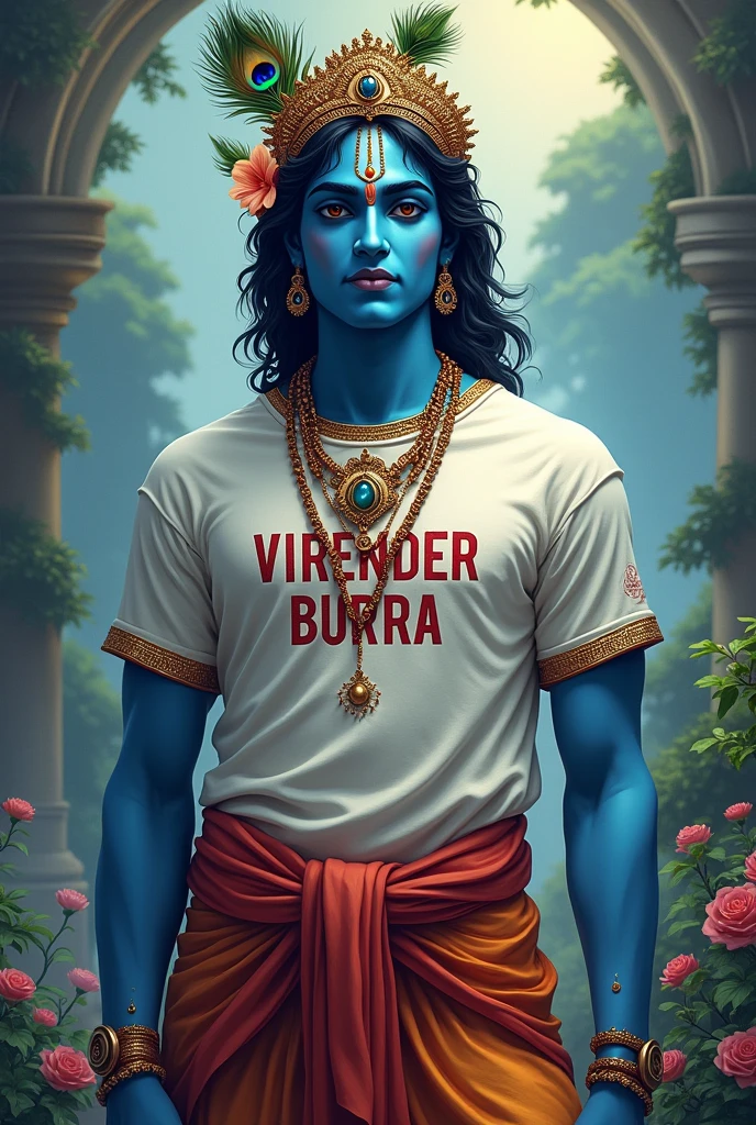 **lord Krishna wear t shirt name virender burra 
