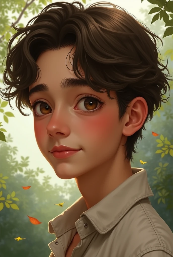 Young man with brown hair and eyes