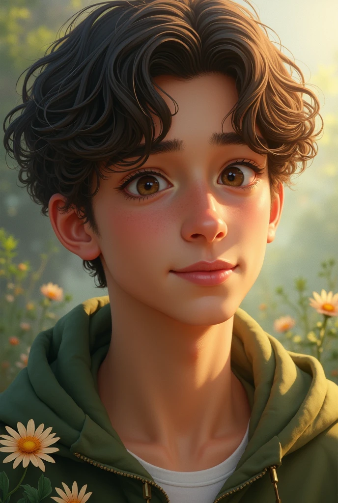 Young man with brown hair and eyes