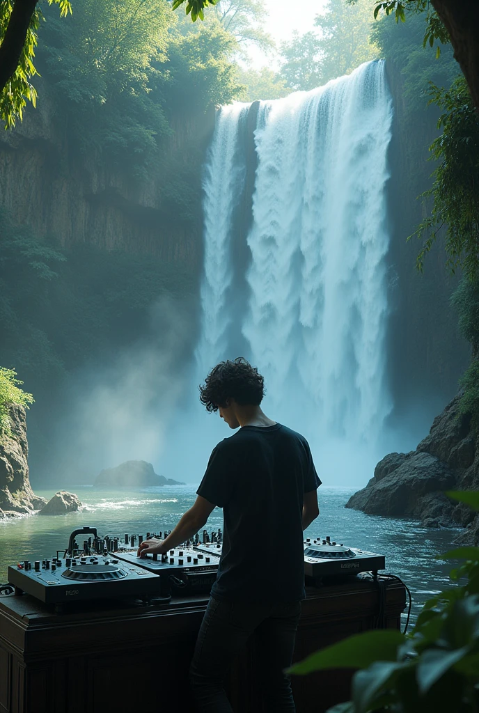 Dj in waterfall
