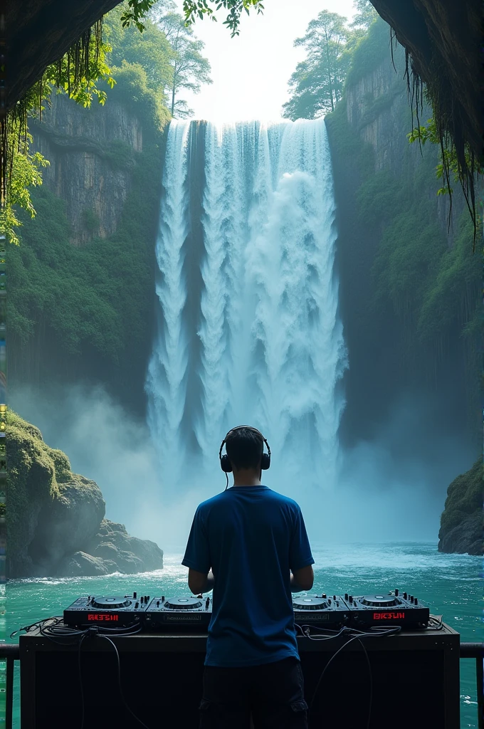 Dj in waterfall