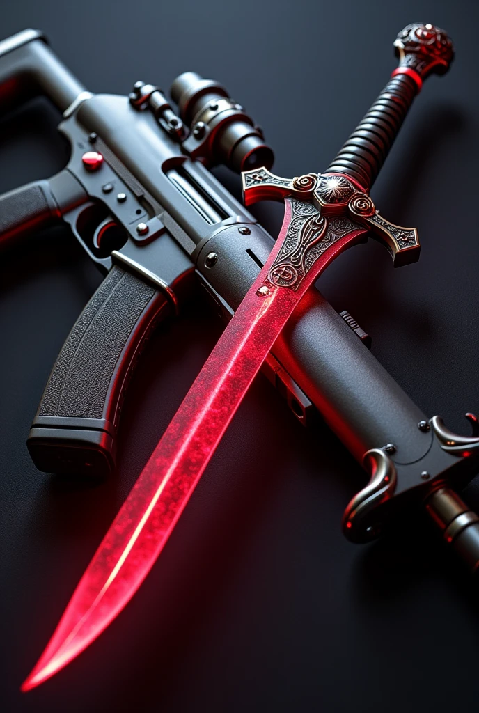 Beautiful red sword、gun