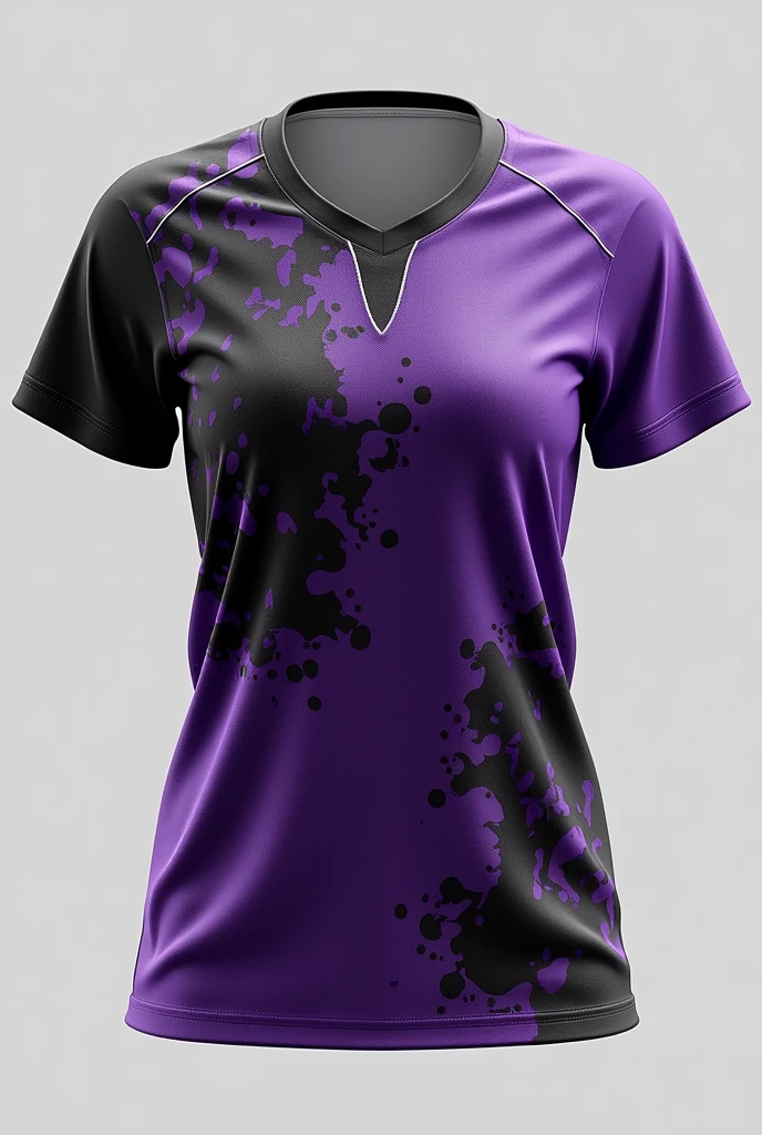 Sublimated jersey for softball team with splash of colors like purple and black