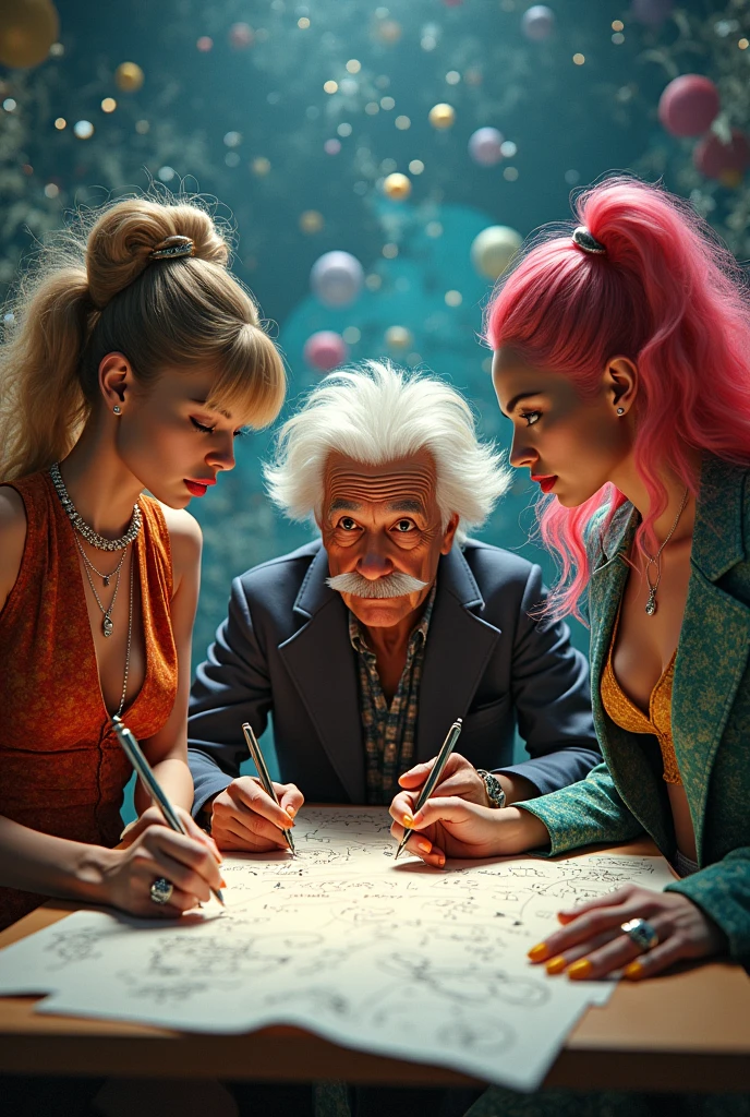 Taylor Swift, Nicki Minaj and Albert Einstein solving math problems