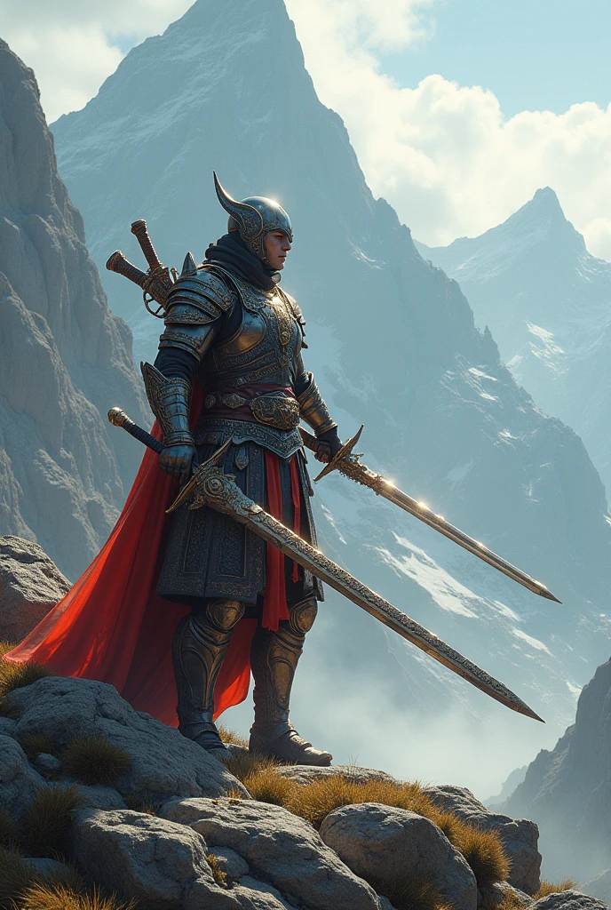 Long beautiful sword、Multiple guns、Mountain