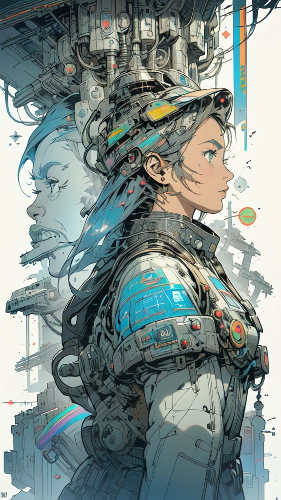 (((masterpiece, highest quality))),(((solo:1.2))),(((1girl:1.2))),32k wallpaper, very detailed, poster, vintage science fiction,(((((geometric cinematic movie poster))))), ((((bauhaus)))),(((abstract))),((((mid century modern)))),(((((portfolio))))),(((((Close-up))))),(((((bust up))))),((((more various angle)))),(((highlight))),(((complete. detailed face))),(((Extremely talented))),(((most complecated machine))),(((Overall colorfully))),((((((Absolutely simple background)))))),(((((detailed futuristic machine))))),(((Cleavage))),(((marvel super heroes))),(((rainbow color scheme))),(((Very detailed UI))),(((So many meters))),(((Perpetual Motion Machine)))