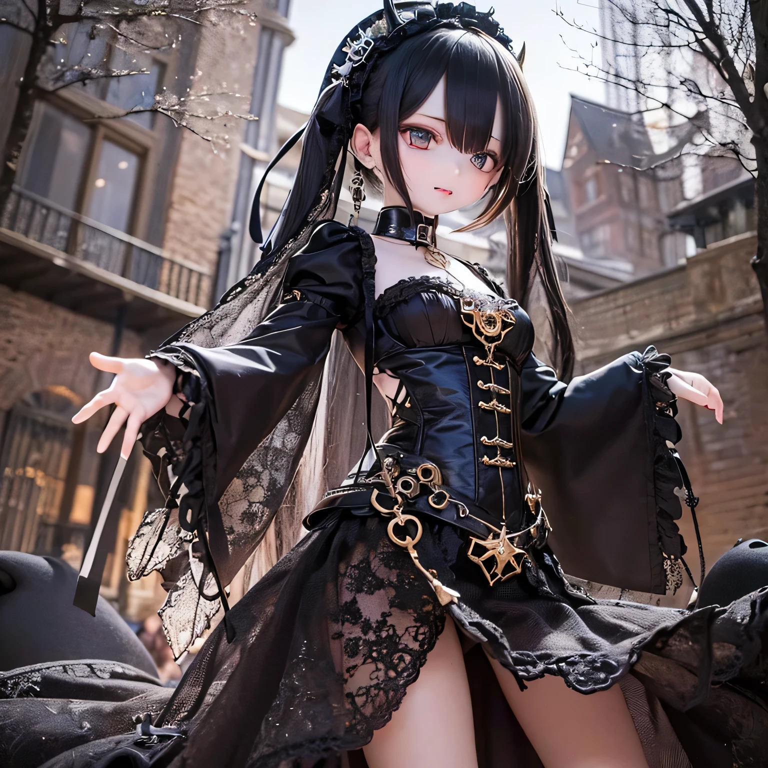 (Highest quality,4K,8k,High resolution,masterpiece:1.2),beautiful detailed eye,length eyelashes,Beautiful lip detail,extremely detailed eye and face,(Vibrant colors,colorful,Contrast enhancement:1.1),dark atmosphere,spooky ambiance,Gothic style,Satanic in front,Devilish charm,(Fine art,shape:1.1),Digital Painting,dark fantasy theme,dramatic lighting,Ghostのようなly beautiful,detailedなテクスチャ, (Horror, dark, Bad luckな) , (Gothic, Victorian) fashion, (mysterious, charmな) vision, (pale, porcelain) skin, (length, Flowing) Black Hair, (elegant, Complex) Lace dress, (Bad luck, spooky) Shadow, (spooky, Otherworldly) background, (Illuminated by the moonlight, Ghostが出る) garden, (Bad luckな, charmed〜Three Witch Sisters) forest, (elegant, charmな) stop temporarily, (dark, mysterious) aura, (mysterious, Supernatural) Powers, (Forbidden, mysterious) mode, (charmed〜Three Witch Sisters, cursed) relic, (Twisted, bent) reality, (charmな, Ghostのような) smile, (cold, bone-cold) silence, (elegant, Gothic) architecture, (Bad luckな, hypnotism) eye, (intense, dark) emotion, (Powerful, order) in front, (Bad luck, Bad luckな) atmosphere, (spookyな, spookyな) detailed, (charmな, charm) performance, (Satanic, Ghostのようなly beautiful) shape, (elegant, spooky) composition, (Surreal, dream-like) scenery, (strict, Bad luckな) cloud, (magic, mysterious) element, (charmed〜Three Witch Sisters, Ghostのような) aura, (Shadowのある, mysterious) shapes, (Ghostが出る, Abandoned) Apartment, (Bad luckな, malicious) 意shape, (Supernatural, Otherworldly) energy, (Ghostのような, cold) whisper, (elegant, dramatic) stop temporarilys, (mysterious, mysterious) beauty, (Devilish, charmな) eye, (intense, Powerful) vision.Open your arms、(((Ghost)))