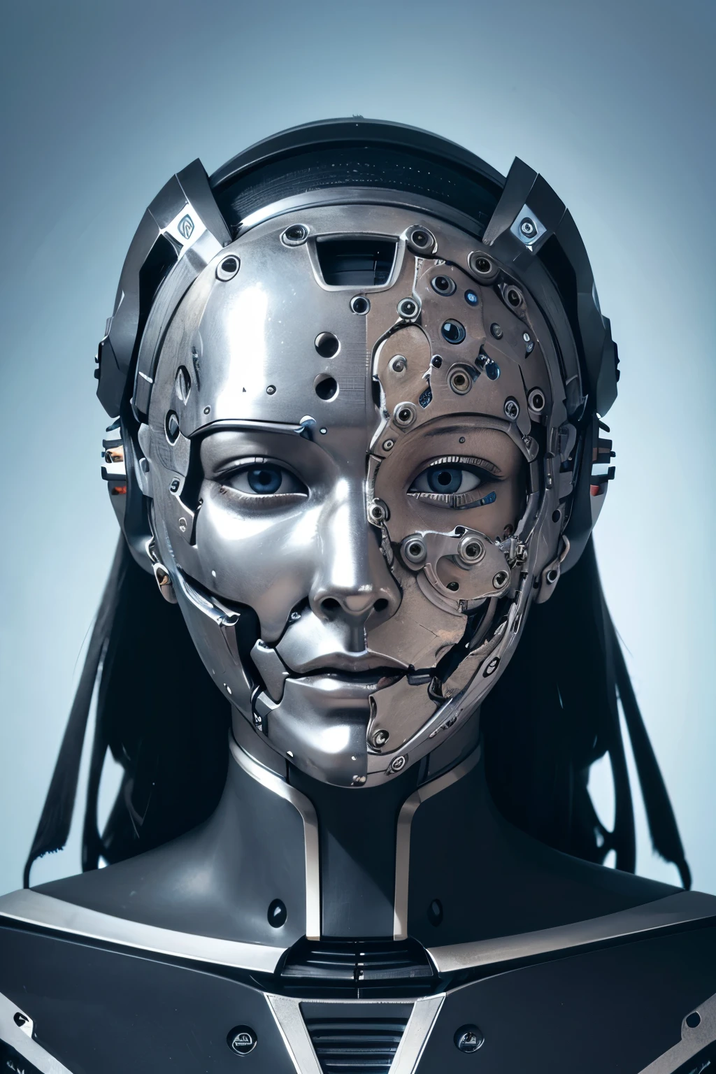 ((face))，((mechanical))，robot，(((metal mechanical face)))，(No skin)，(Tinplate skin),  profile, Front face, 