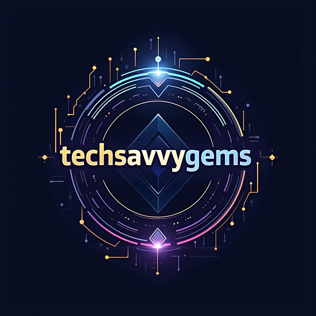 Logo Design Prompt: "TechSavvyGems"

Shape and Layout: The logo should be circular or hexagonal, symbolizing unity and strength, with the name "TechSavvyGems" prominently displayed in the center.

Font Style: Use a modern, sleek, and slightly futuristic font that conveys technology and innovation. The font should be bold and easy to read, with a subtle, elegant style to represent the "gems" aspect.

Color Scheme: Incorporate a vibrant and sophisticated color palette. Consider using a deep blue or purple as the primary color, symbolizing technology and creativity, with accents of gold or silver to represent the "gems" or valuable resources.

Iconography: Surround the text with small, subtle icons or symbols that represent technology and innovation, such as circuit lines, a lightbulb, or a gemstone. These elements should be integrated into the design to enhance the overall theme without overpowering the text.

Text Placement: Position "TechSavvyGems" in the center of the logo, with slight curvature if using a circular layout. Ensure the text is the focal point, with the surrounding icons and shapes complementing it.

Visual Effects: Add a slight gradient or shadow effect to the text to give it a polished, 3D appearance. Consider incorporating a soft glow around the text or icons to make the logo stand out.

Balance and Symmetry: Ensure all elements are well-balanced, with the name "TechSavvyGems" being the clear focus. The surrounding elements should frame the text harmoniously.

