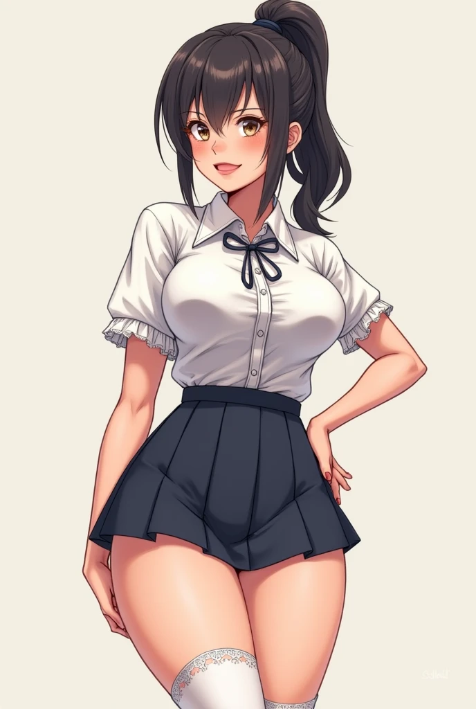 Girl with very big tits big ass white skin in schoolgirl outfit wasp waist