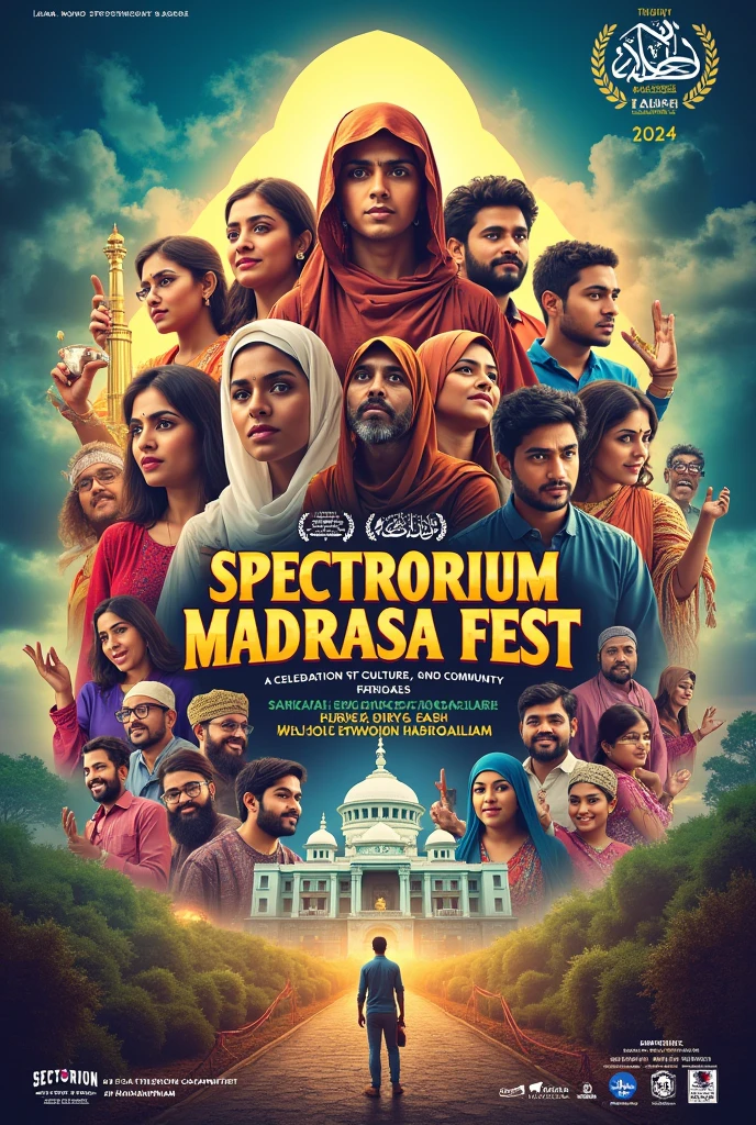 Make a poster of "2K24 SPECTRORIUM MADRASA FEST
VENUE:- NOORUL EEMAN MADRASA, OMAYAMPALLAM
DATE:- 25/8/24(SUN),26/8/24
TIME:-8am-5pm"