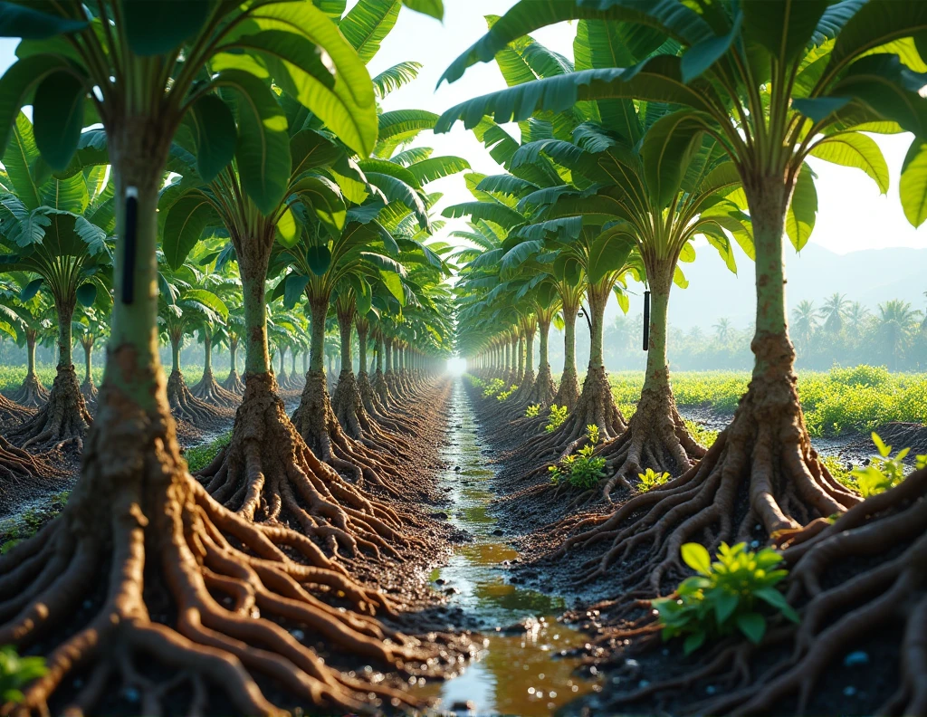 Irrigation and application of pesticides to the roots of rubber trees