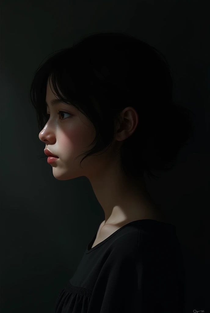 A real girl black shadow of age 15 years