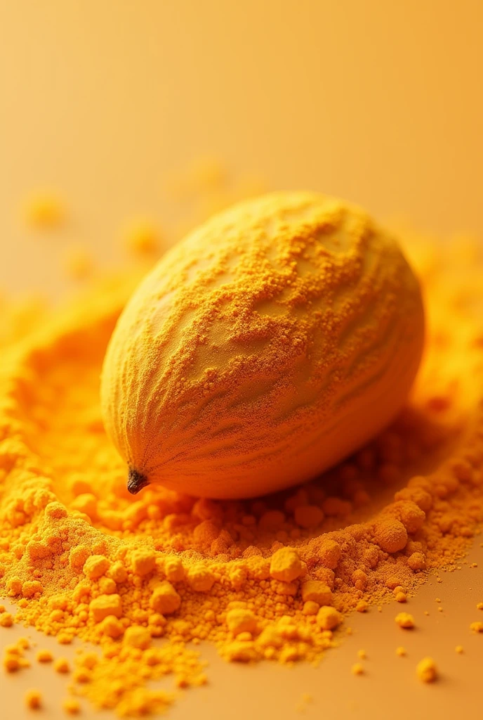 is a macadamia nut covered with orange cheese powder close-up