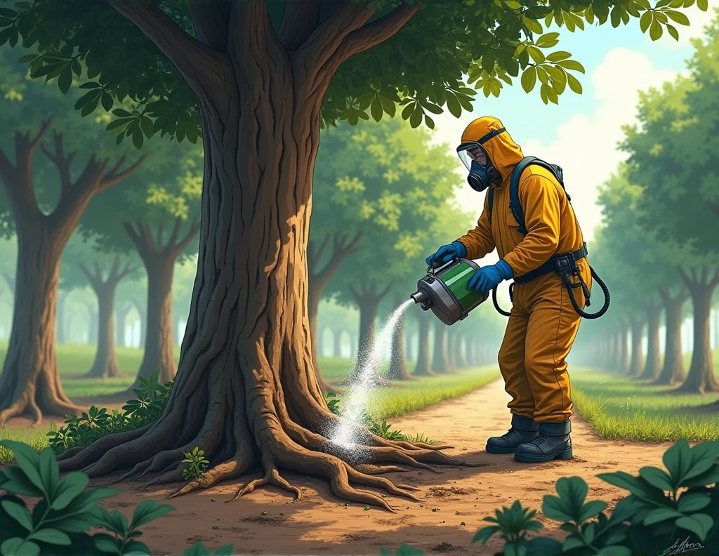 Applying tridemorph to treat root diseases of rubber trees