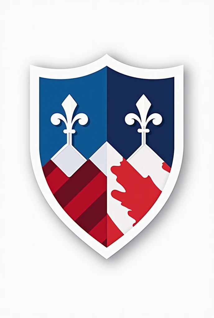 Blue red and white school crest 