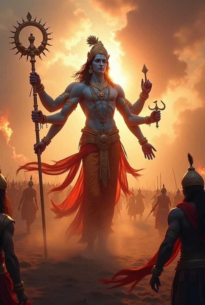 Generate vfx ai image of krishna in mahabharat war