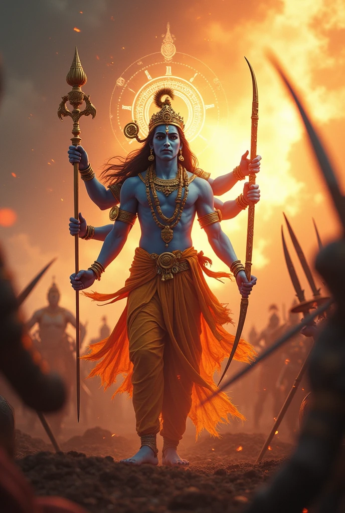 Generate vfx ai image of krishna in mahabharat war