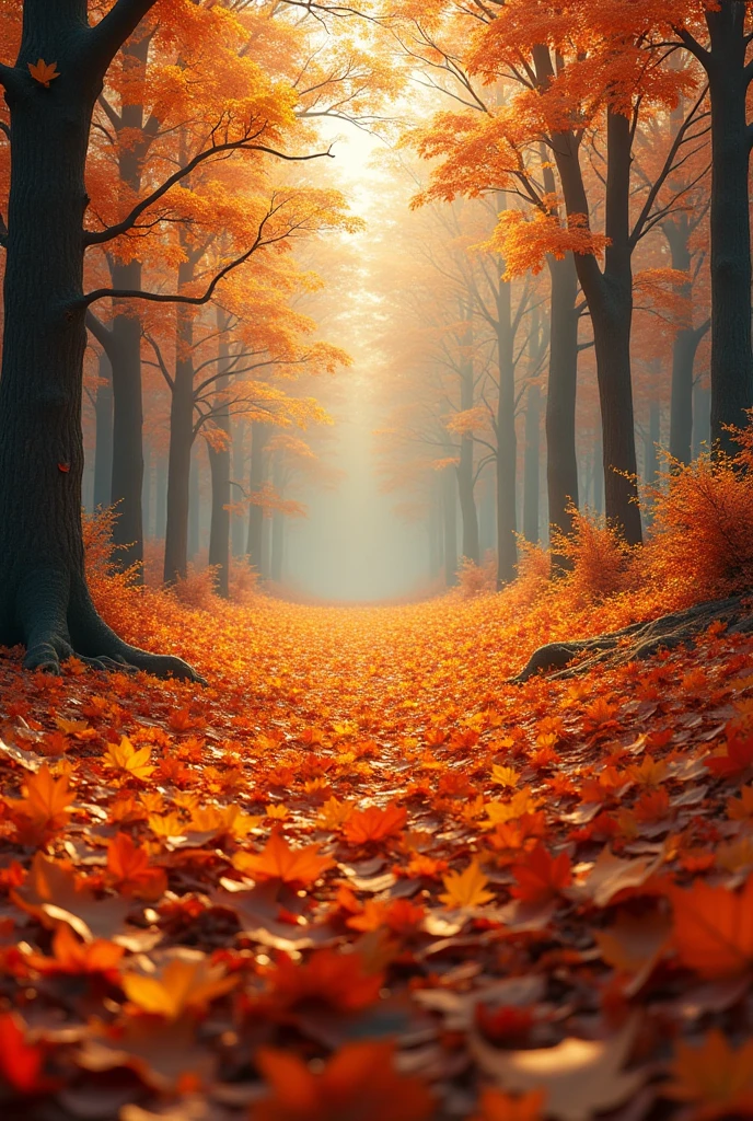 Autumn panorama leaves on the ground