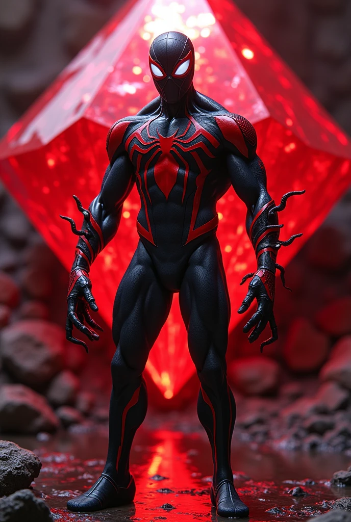 Indian spider man in venom in red diamond with mask