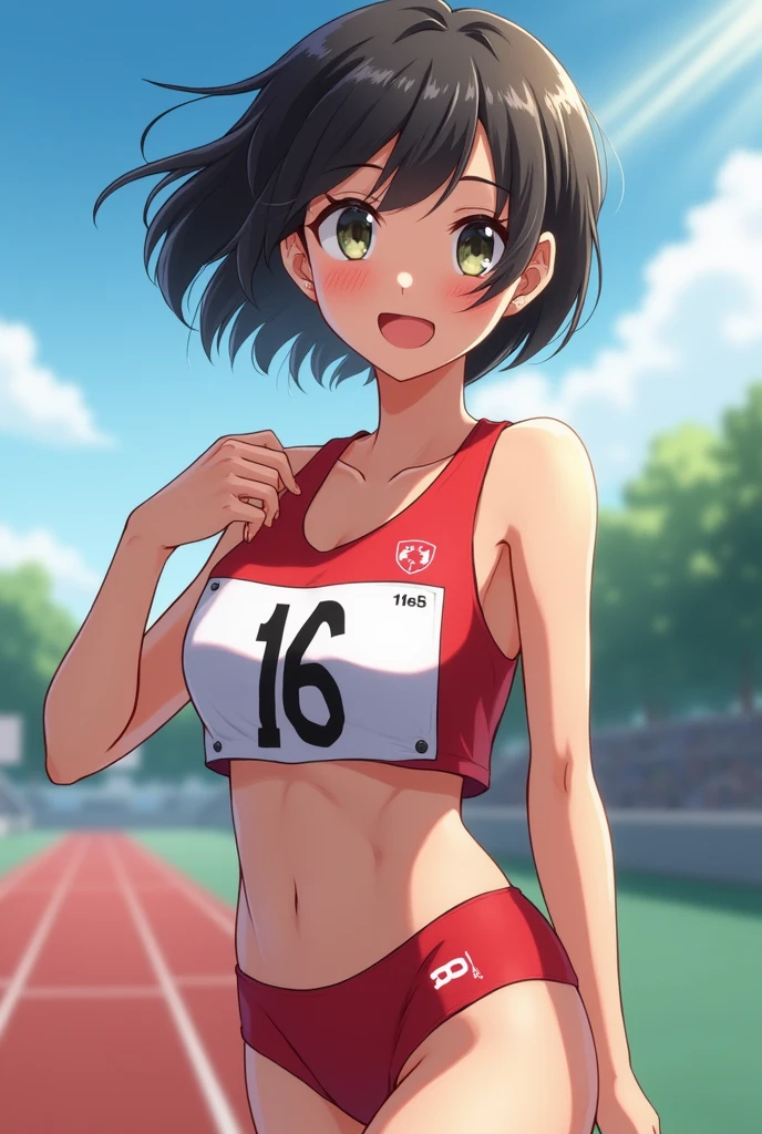 Beautiful Japanese athlete with short hair、Big Breasts、Track and field athlete、Real People、Not an illustration
