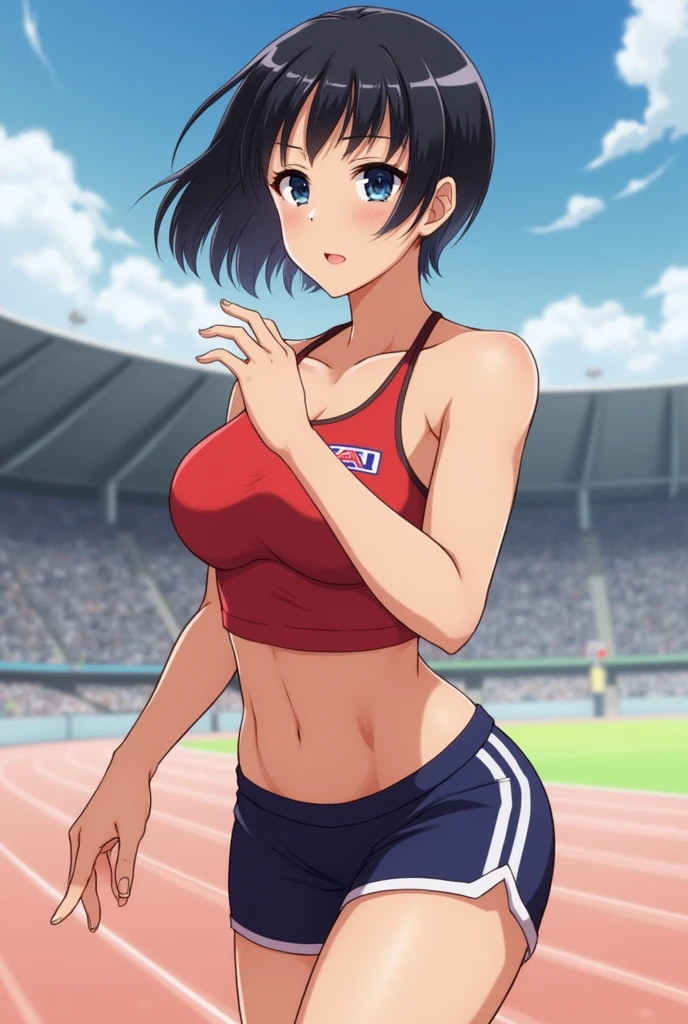 Beautiful Japanese athlete with short hair、Big Breasts、Track and field athlete、Real People、Not an illustration