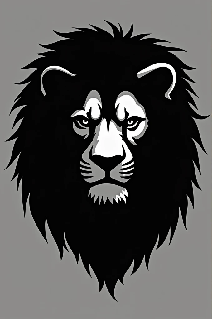 Create a pure black, no details, a Lion Head with fully spartan head facing infront