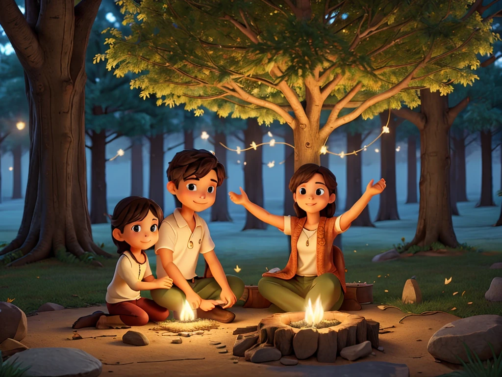 The light from the tree bathes them in warmth as they make their wish together.