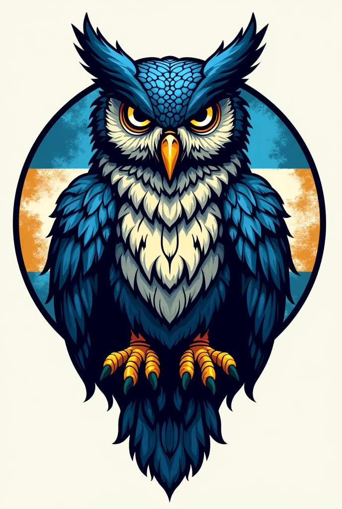 Owl man logo with Argentine flag circular background