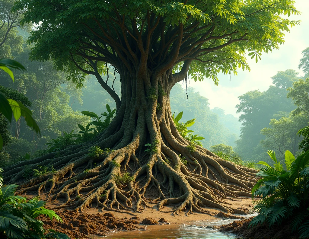 Rubber tree root irrigation