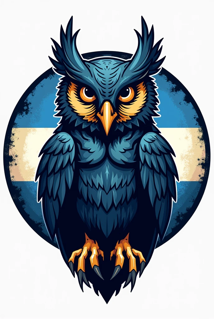 Owl man logo with Argentine flag circular background