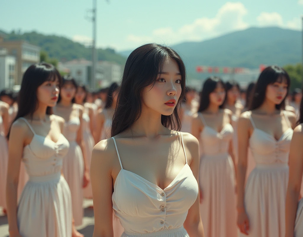 (((((Japanese Clone girls=Myself)))))), (((Best Super High quality Myself Clone girls Raw Photography Art))), (16K, Highest quality, Ultra-high resolution, RAW Photos), (((It's so unrealistic., With unparalleled depiction, With an unfathomable sight, An unprecedented and shocking worldview, Clone girls in a world of mass reproduction, Ultra-realistic))), (((Japanese, woman, 24yo, Ishihara Satomi))), (Small face, ((Thick black hair, Semi-long hair))), ((V-neck short-sleeve dress)), (((((Very detailed美しい女体, Accurate body structure, Very detailed完璧な, Super busty body with very large breasts, Clearly emphasizes cleavage))))), (((Dark Eyes, Mature face, Cute Smile, A gentle gaze))), (((Her happy and smiling expression is so cute))), ((((((((Very detailed分身増殖描写, ((1girl→Myself cloning→1,000,000,000,000,000,000,000,000,000,000,000,000,000,000,000,000,000,000,000,000Myself Clone girls)))))))))), ((((((((Very detailed, The precise depiction of the proliferation of Myself Clone girls, ((With the perfectly identical bodies of Myself clone girls, With the exact same face as the Myself clone girls, With the exact same hairstyle as the Myself clone girls, In the exact same clothes as the girls who are my clones, Perfectly the same height as the Myself clone girls, Super big breasts, just like the Myself clone girls)))))))))), (((Myself clone girls only))), (((Multiple pairs, Very detailed depiction, (Myself clone girls hug each other, Myself clone girls assemble, Fun conversations with fellow Myself clone girls, A fun conversation between Myself clone girls, Myself clone girls holding hands, Walking with lots of Myself clone girls)))), (((Everyone looks at the camera))), (((Unbelievably crowded, Transcendent Myself clone girls intimately, Countless Myself clone girls surround you in 360 degrees))), (Bright, soft sunlight), (((Very wide field of view, Very detailed, Detailed ultra-perspective depiction with clear depth, wide view))), (((((Landscape with a curved slope))))), (((Very photographic and detailed depiction, Myself clone girls will multiply infinitely and fill the surroundings from one side to the horizon with their bodies tightly packed together without any gaps., A scene of endless Myself clone girls and a fun atmosphere))), (Focus on the average value of the image)