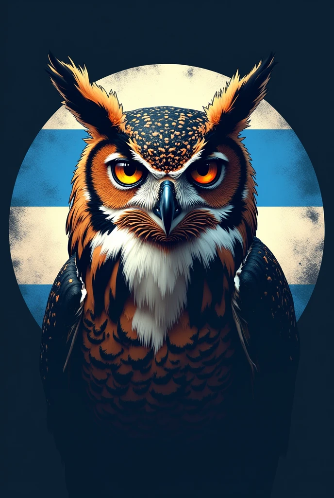 Owl man logo with Argentine flag circular background 8k