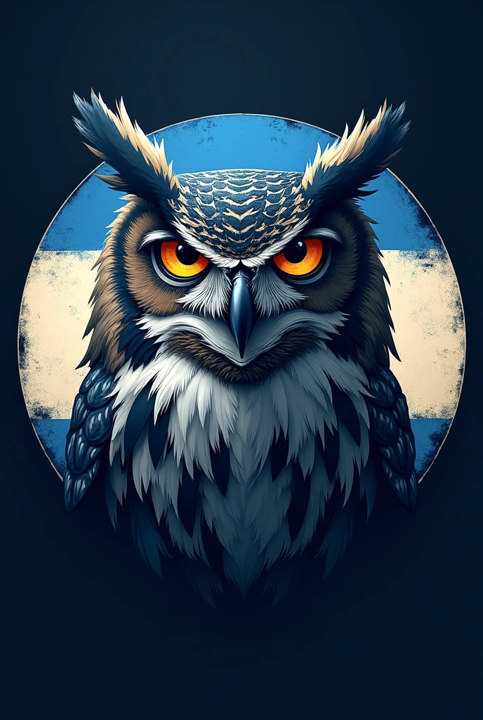 Owl man logo with Argentine flag circular background 8k