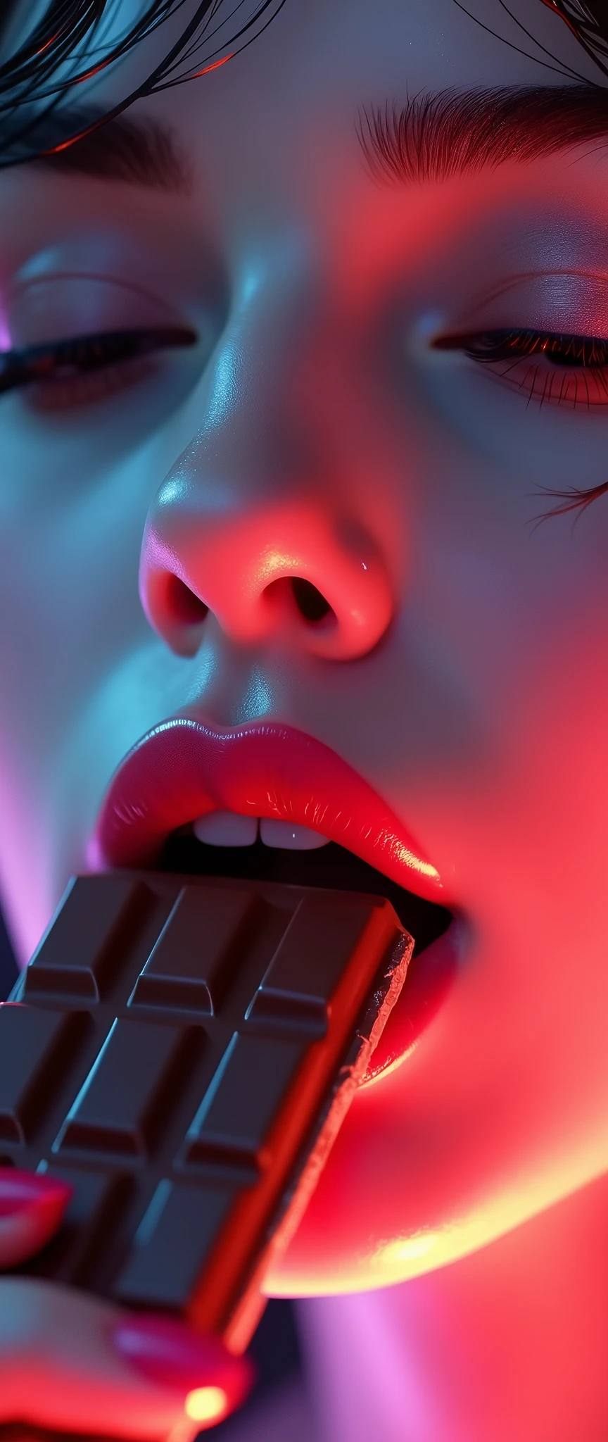 (masterpiece:1.2,Superior Quality,mirror-like,Cinematic Experience,Realistic:2.0,RAW Photos:2.0),8k,wallpaper,Beautiful and sensual female face,(Super sexyな顔:2.0),(Super sexy:2.0),(Super-functional:2.0),(dynamic:2.0),(A woman biting into a chocolate bar:2.0),(pop:2.0),(progressive:2.0),(psychedelic:2.0),Vector art,Flat Design,(Tongue art:2.0),(Detailed face:2.0)