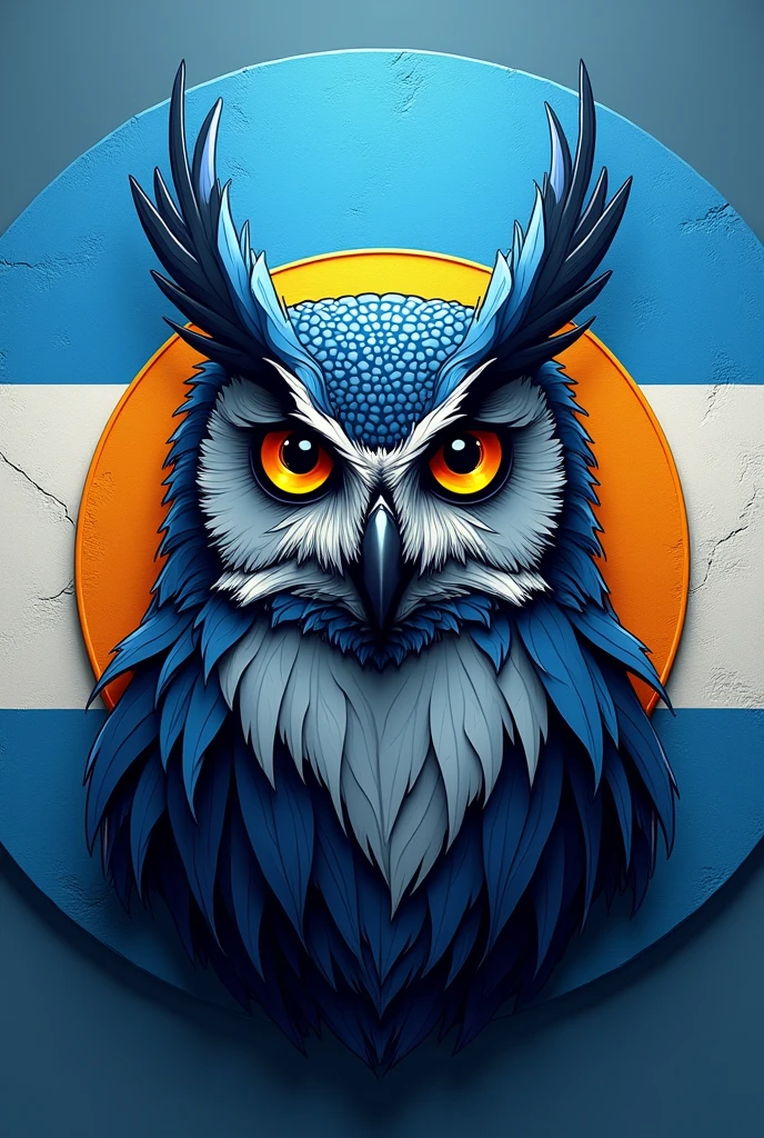 Owl man logo with argentine flag circular background 8k 4d