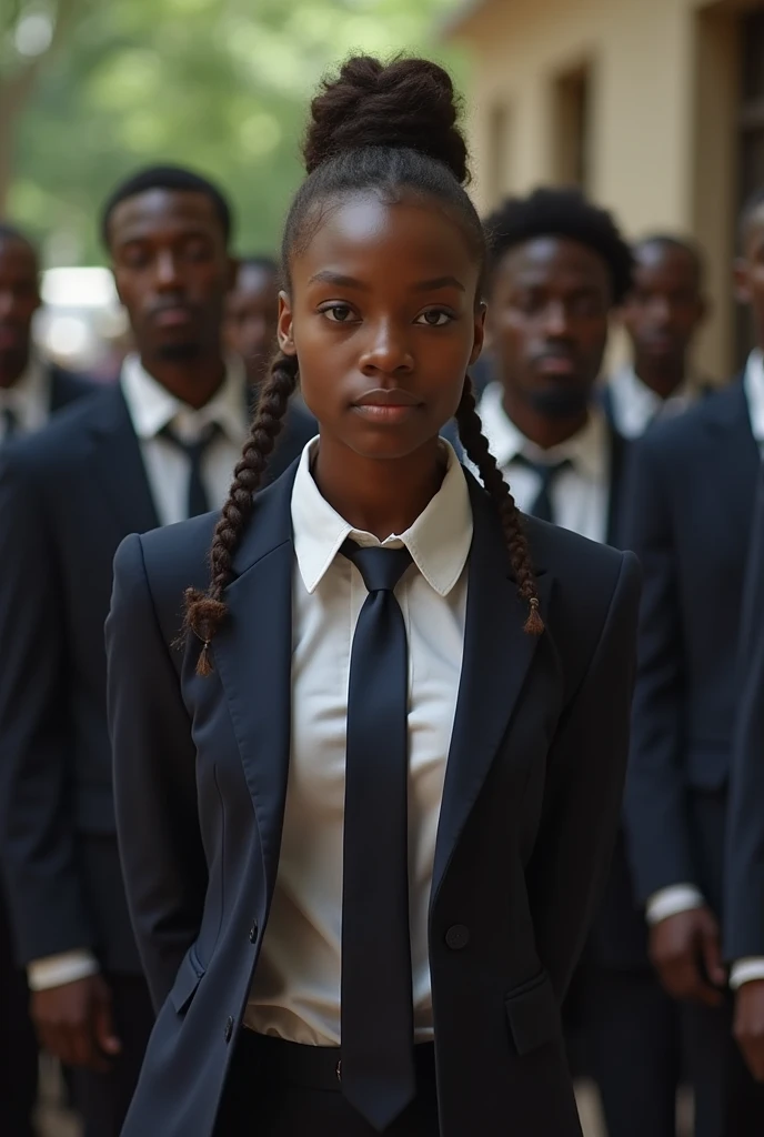 Gangbang of a school girl by 10 black men,in tight uniform,beautiful,busty,cum on face