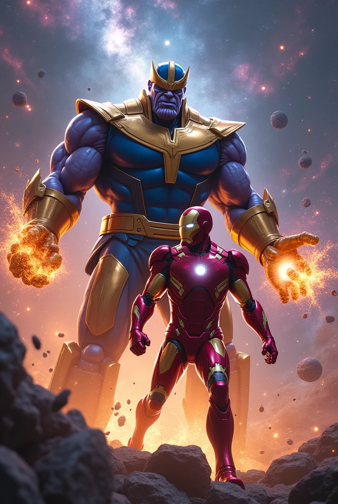 Thanos fighting with iron man