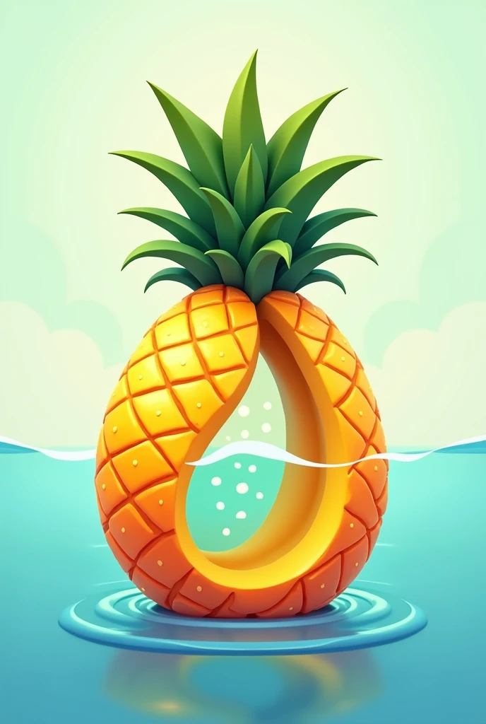 make a logo with the manggo body and the top of the manggo is pineapple crown and the water inside of the mango, and the mango shape is bent and dont use the spike from pineapple