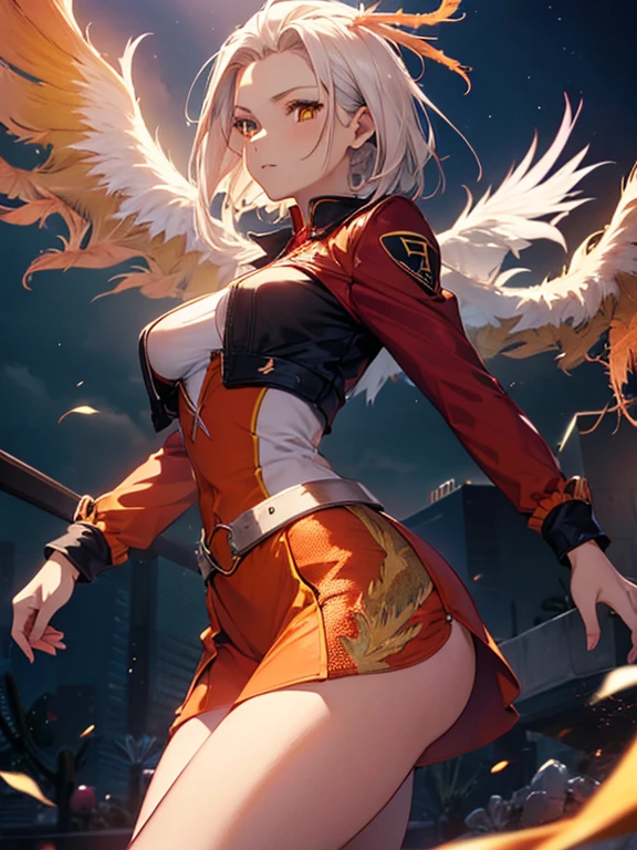 (Phoenix:1.5), Phoenix, Phoenix, Beauty, Android 18, (masterpiece), highest quality, 1girl, uhd, retina, masterpiece, ccurate, anatomically correct, textured skin, super detail, high details, high quality, best quality, highres, 4K