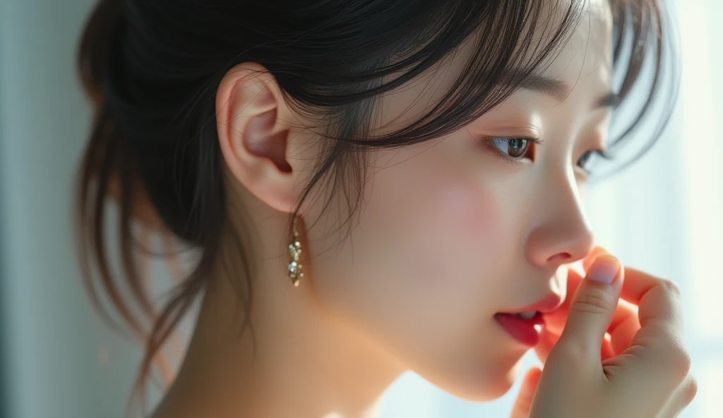 Realistic photo, １Japanese women, Detailed face and body, Natural light, High resolution, photoRealistic, (Highest quality,8k,High resolution,masterpiece:1.2),Very detailed,(Realistic,photoRealistic,photo-Realistic:1.37),Realistic skin texture,Fine eyes and lips,Beautifully detailed face,Long eyelashes,Smooth Skin,Natural body shape、Digging into ears using an earpick、Cleaning your ears