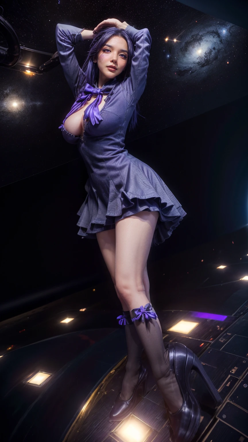 multiple girls, 3girls, standing, giantess art, highly detailed giantess shots, giantess, most detailed, perfect face, Two legs, Five fingers, short hair, A beautiful girl who is bigger than a skyscraper, Wearing rimless glasses, smile, huge breasts, magical girl dress, bow, magical girl, holding a magical wand, black pantyhose, stiletto heels, thunderbolt from a magical wand, seaside metropolis, numerous miniature warships on the sea, Destroying cities, Under heavy attack, A very small big city, Miniature metropolis, Full body description, GTS, giga giantess, gigagts, stomping city, crash city, tiny city, micro city, pantyhose feet, High resolution, highest quality, masterpiece,
