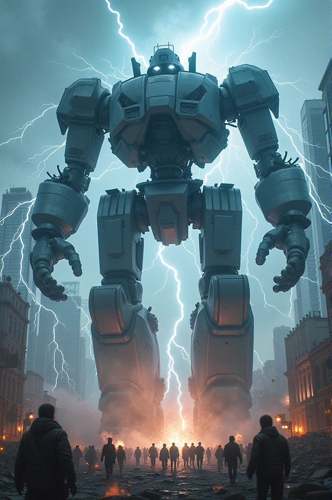 giant lightning robot on rampage