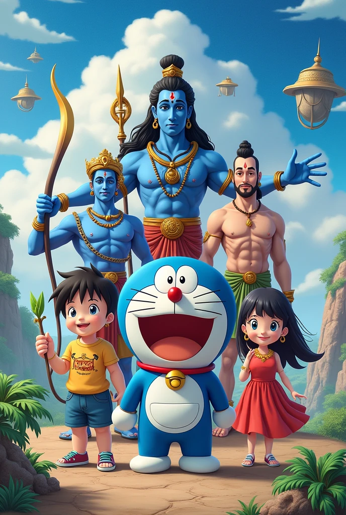 Suzuka with Bheem Nobita with chutki Doraemon with rabbit Shiva with indumati
