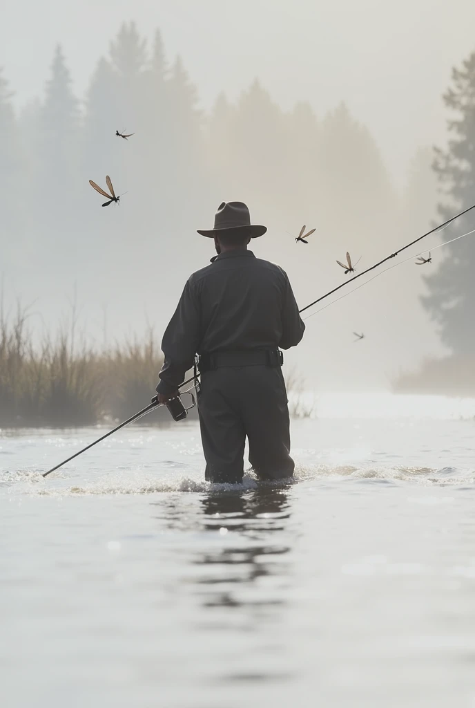 fly fishing photos, Morning Glow, The emergence of insects, Cinematic production, Dramatic Chiaroscuro